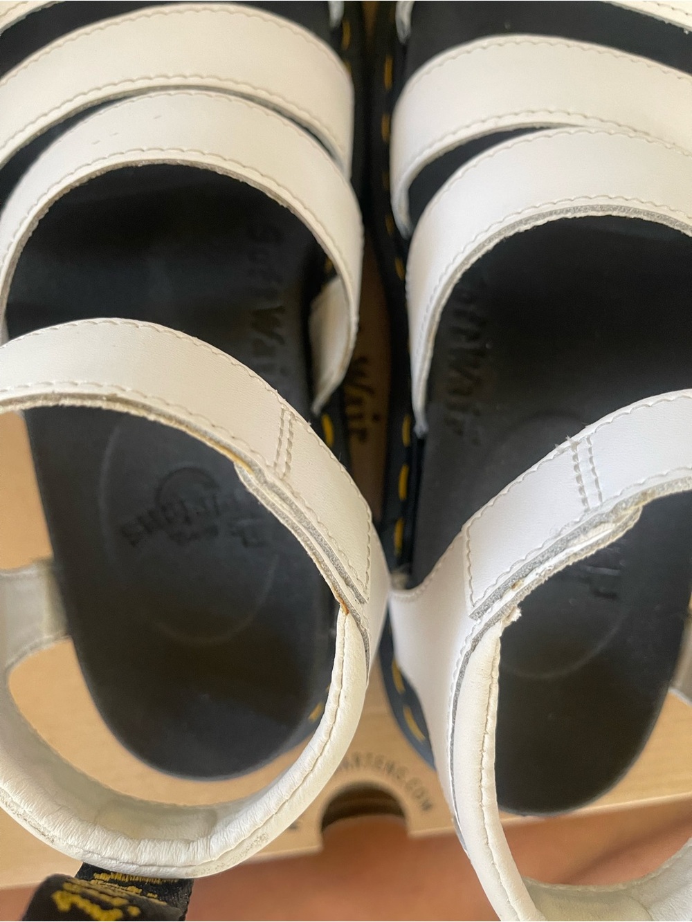 New Dr. Martens Blaire White Hydro Leather Sandals - Picture 10 of 11